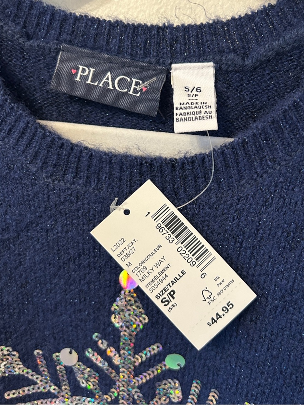 The Children's Place Blue Knit Snowflake Sweater Dress - holiday wear - size 5/6 - Picture 2 of 6